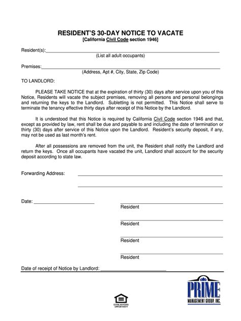 Also, they protect you from unwittingly violating various other laws. 30 Day Notice - Fill Out and Sign Printable PDF Template | signNow