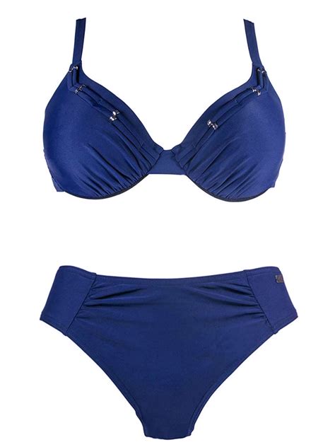 Naturana NAVY BLUE Padded Wired Bikini Set Plus Size 16 To 18