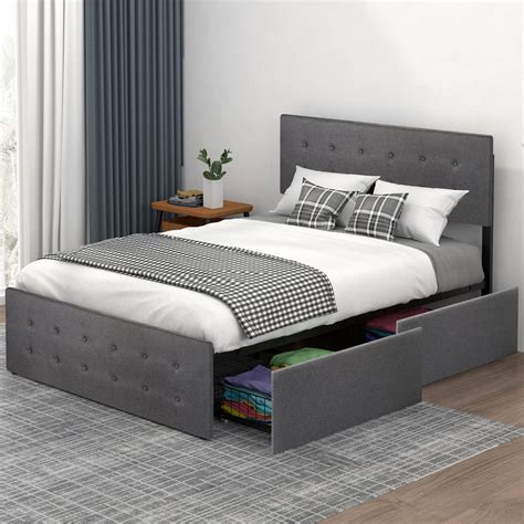 Dhp Dakota Upholstered Platform Bed With Underbed Storage Drawers And