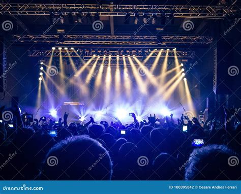 Concert Crowd In Front Of Stage Lights Editorial Photography Image Of