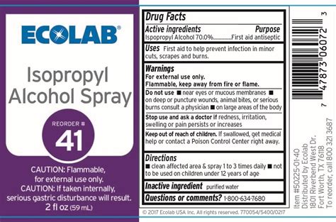 Ecolab Isopropyl Alcohol Isopropyl Alcohol Spray