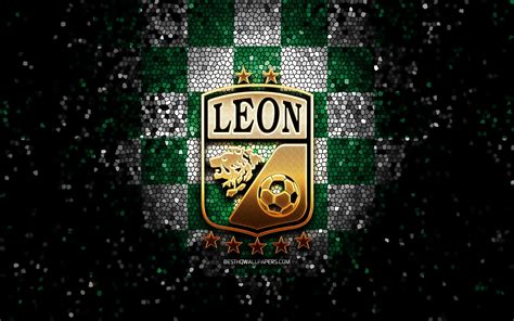 Download Wallpapers Club Leon Fc Glitter Logo Liga Mx Green White