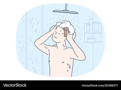 Taking Shower And Personal Hygiene Concept Vector Image