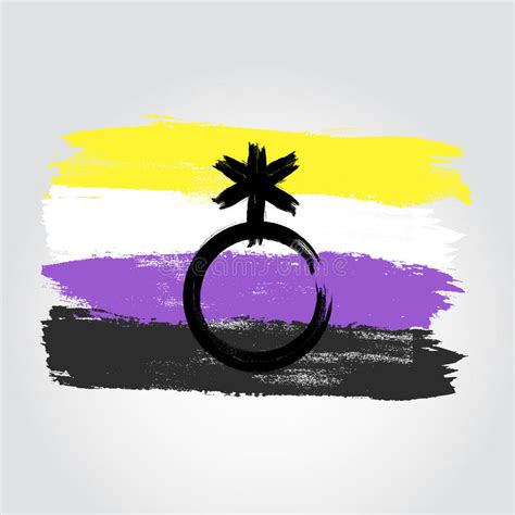 Non-binary Pride Flag in a Form of Nonbinary Symbol Stock Vector - Illustration of black 