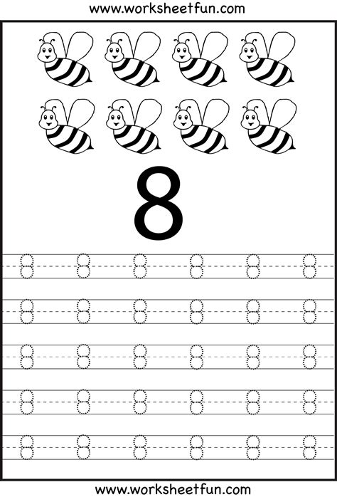 Number Tracing Worksheets For Kindergarten- 1-10 - Ten Worksheets | Tracing worksheets preschool ...