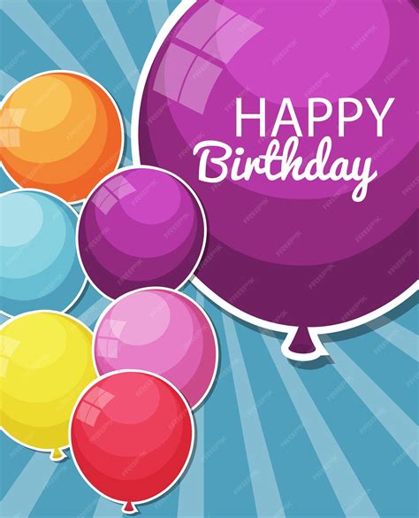 Premium Vector Color Glossy Happy Birthday Balloons Banner Background
