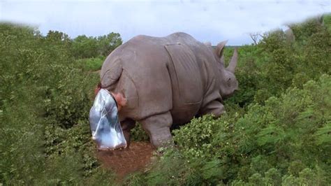Rhinoceros Giving Birth At The Zoo And Baby Rhino Nursing
