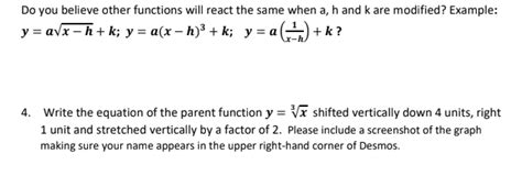 solved y ax−h k y a x−h 3 k y a x−h1 k write the equation