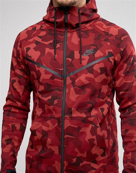 Nike Tech Fleece Camo Hoodie In Red 835866 674 Red For Men Lyst
