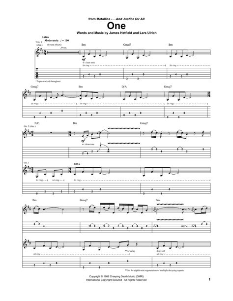 One By Metallica Guitar Tab Guitar Instructor