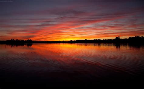 Wallpaper Landscape Sunset Sea Lake Reflection Silhouette