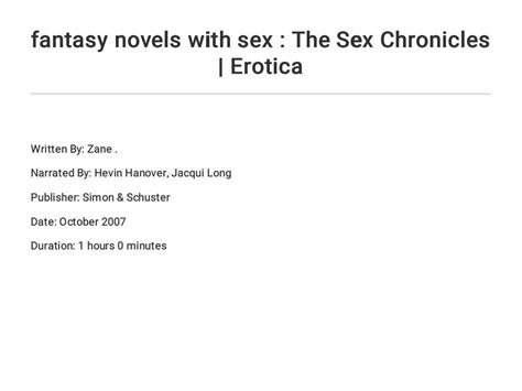 Fantasy Novels With Sex The Sex Chronicles Erotica