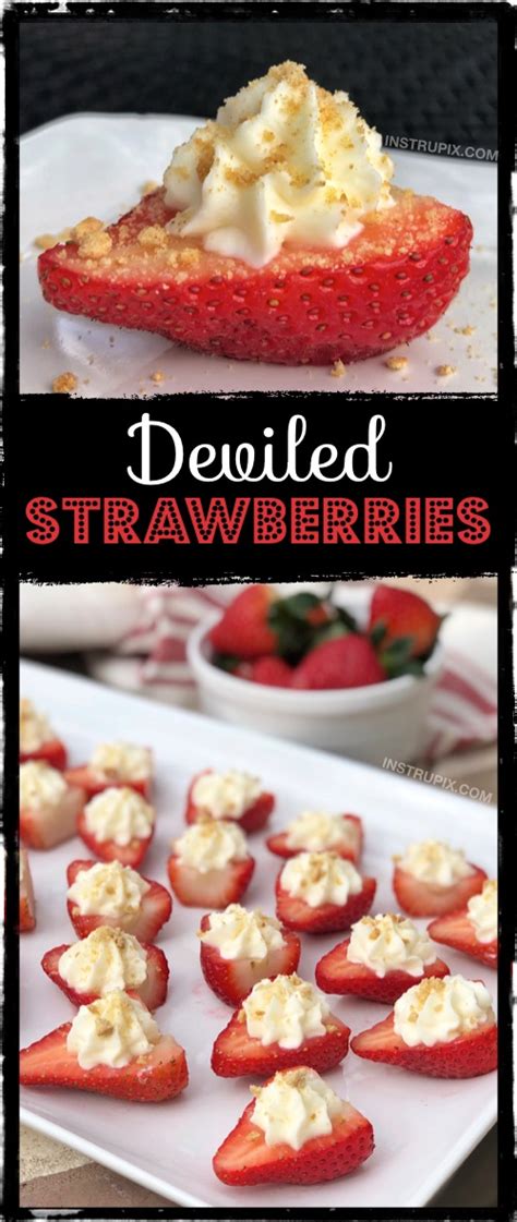 Made with a sweet cream cheese filling! Deviled Strawberries | Recipe | Appetizers for party ...