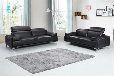 Contemporary Black Leather Living Room Sofa Set Minneapolis Minnesota J M Furniture Nicolo