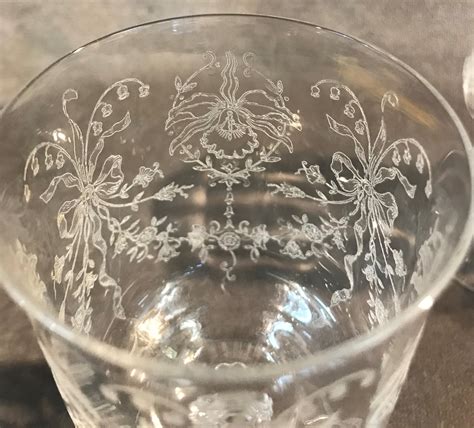 4 1940 s heisey orchid 6 low water goblet set etched elegant glass stemware