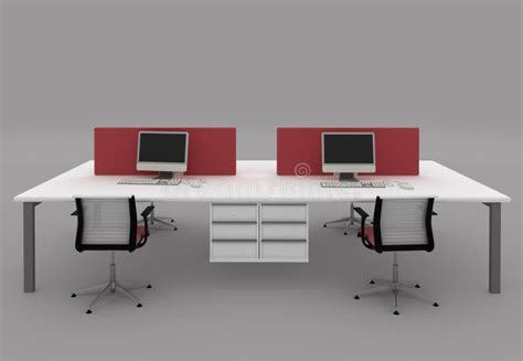 System Office Desks In The Interior Of The Office Stock Illustration