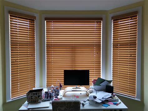 Wood Venetian Blinds For Bay Window In Home Office House Blinds Bay
