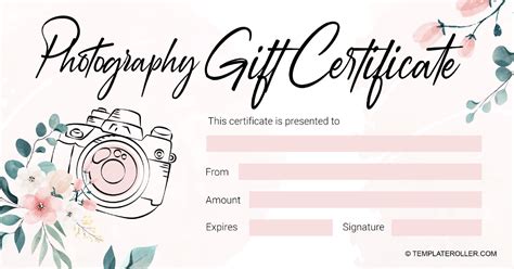 Free Photography T Certificate Templates Customize Download