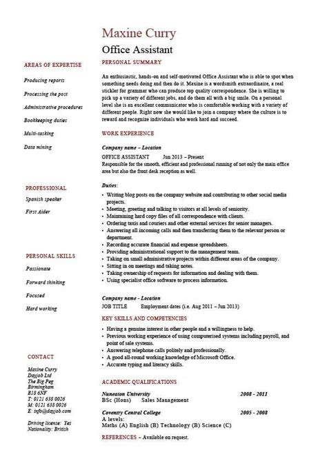 Before sending off applications, make sure your office assistant resume is up to date, concise, and organized into sections that convey both your education and previous work experiences. Resume Examples Office Assistant | Lebenslauf fähigkeiten ...