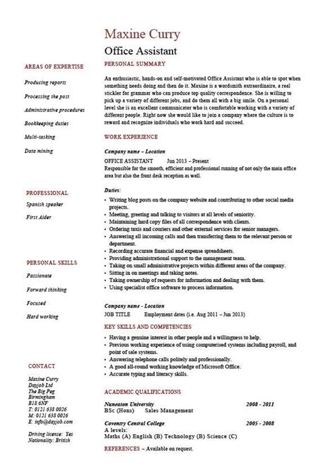 You also should work the name of the prospective employer into your statement, as this helps show that you are seriously interested in working for that employer. Resume Examples Office Assistant | Lebenslauf fähigkeiten ...