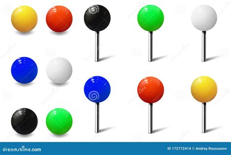 Round Pins And Metal Map Push Pins Stock Vector Illustration Of Clip