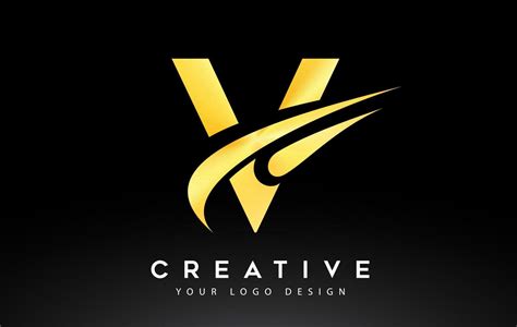Creative V Letter Logo Design With Swoosh Icon Vector 4826752 Vector