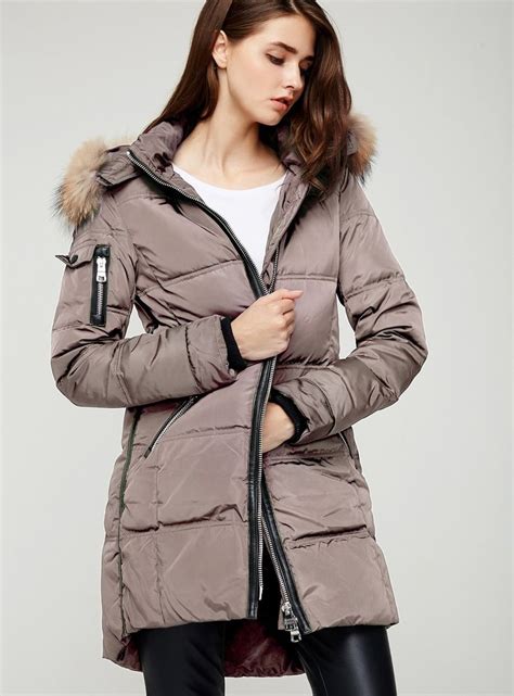 Escalier Women`s Long Down Coat With Real Fur Hooded Jakcet Winter