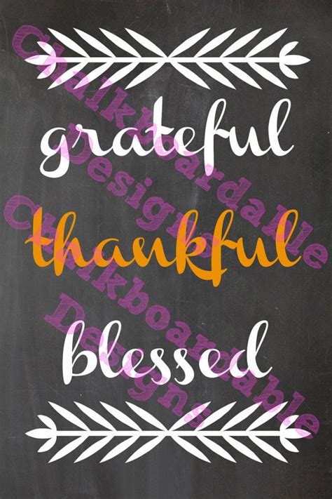 Grateful Thankful Blessed Chalkboard Printable Instant Download