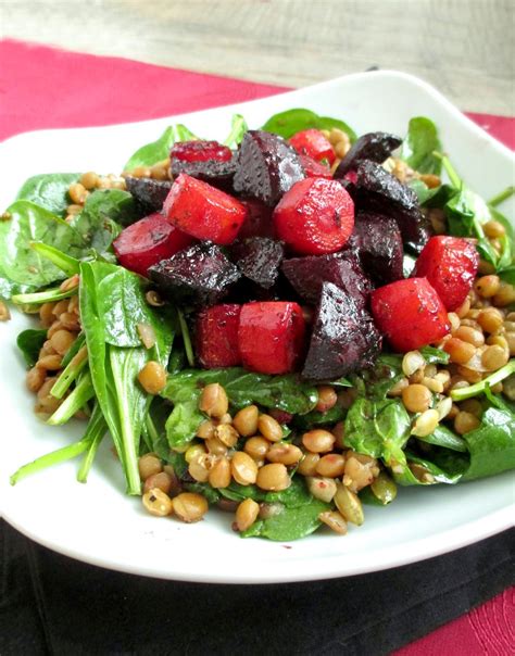 Vanilla And Spice Roasted Beet Carrot And Lentil Salad