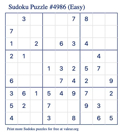 Free Printable Easy Sudoku With The Answer 4986