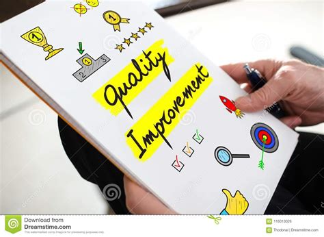 quality improvement concept   paper stock photo image  hand illustration
