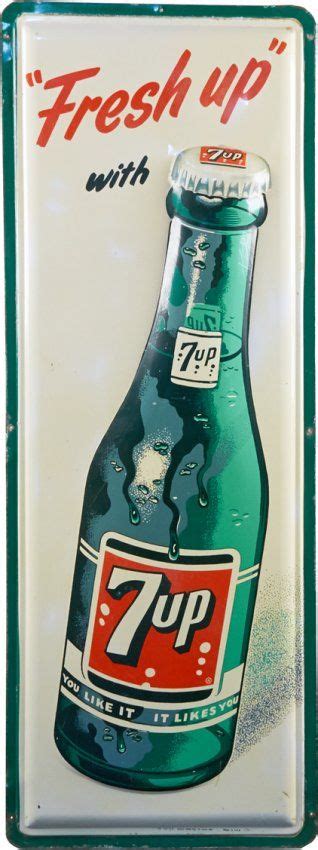 Fresh Up With 7up Embossed Self Framed Tin Advertisem Lot 1523