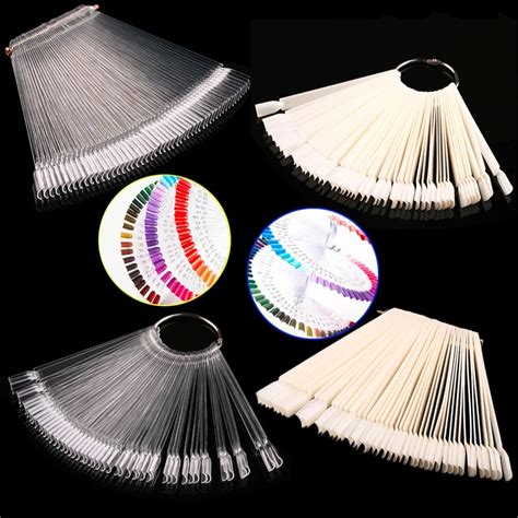 False Display Nail Art Fan Wheel Polish Practice Tip Sticks 50pcs Nail