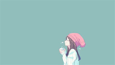 Hd Wallpaper Cute Anime Girl Smiling Profile View Coffee Beanie