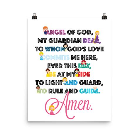 Disney Princess Guardian Angel Prayer Poster Catholic All Year