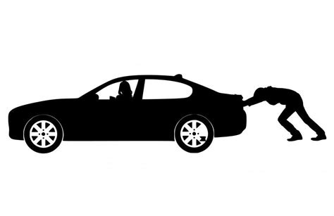 People Pushing A Car Clipart