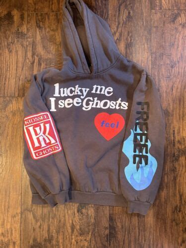 Lucky Me I See Ghosts Mens X Large Gray Pullover Hoodie Kanye West Ebay