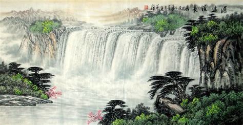 Waterfall Scenery In Chinese Landscape Paintings Chinese Painting Blog
