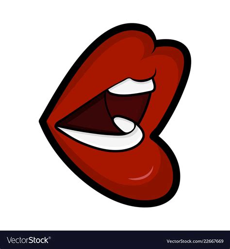 Cartoon Open Mouth Lips Side Isolated On White Vector Image