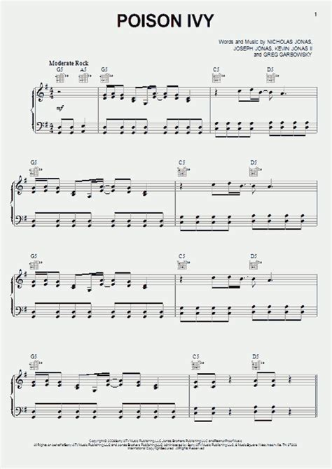 Poison Ivy Piano Sheet Music Onlinepianist