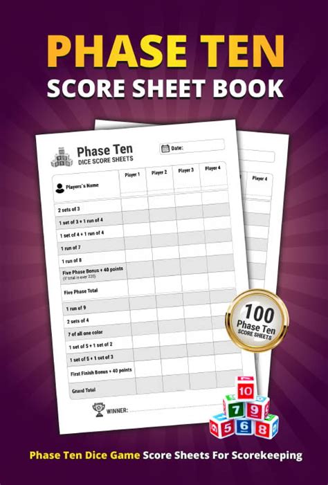 Phase 10 Dice Game Score Sheets Amazing Notebooks