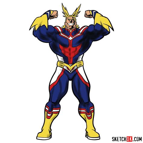 How To Draw All Might Toshinori Yagi Sketchok Easy Drawing Guides