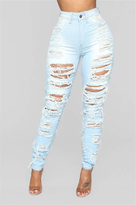 Caught In Your Love Distressed Jeans Light Blue Wash Fashion Nova