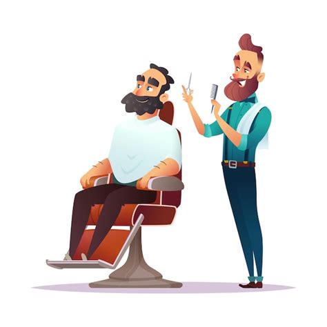 Premium Vector Barbershop Service Concept Cartoon Characters Vector Illustration