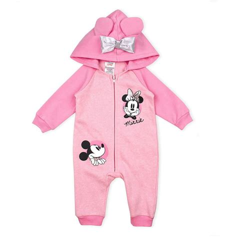 Disney Disney Baby Girl Minnie Mouse Coverall Romper Onesie With Hood