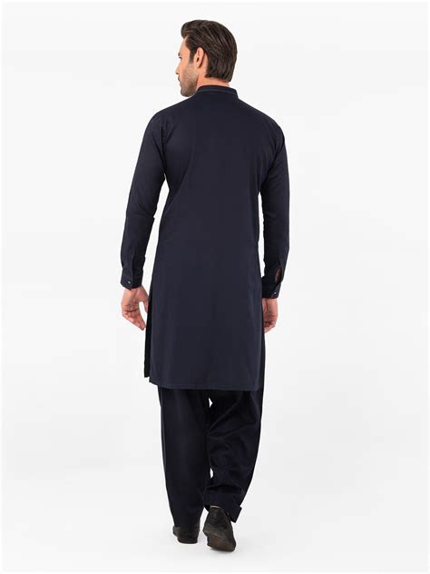 Edenrobe Mens Navy Blue Kurta Shalwar Emtks23 41050 Edenrobe Pakistan