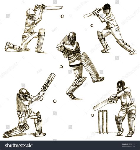 Hand Drawn Series Cricket Drawing With A Hard Tip Marker Stock