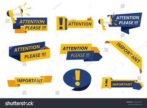 Attention Badges Important Messages Notice Banners Stock Vector