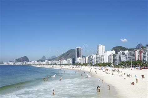 Costa Rio De Janeiro Brazil Skyline Da Praia De Copacabana Fotografia