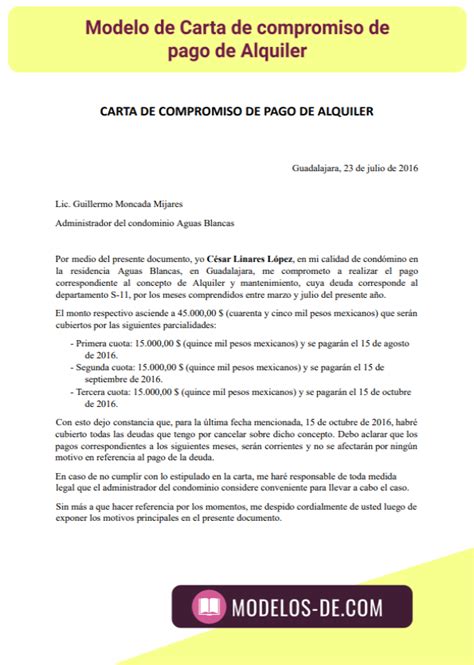 Modelo De Carta De Compromiso De Pago En Word Gratis 2022